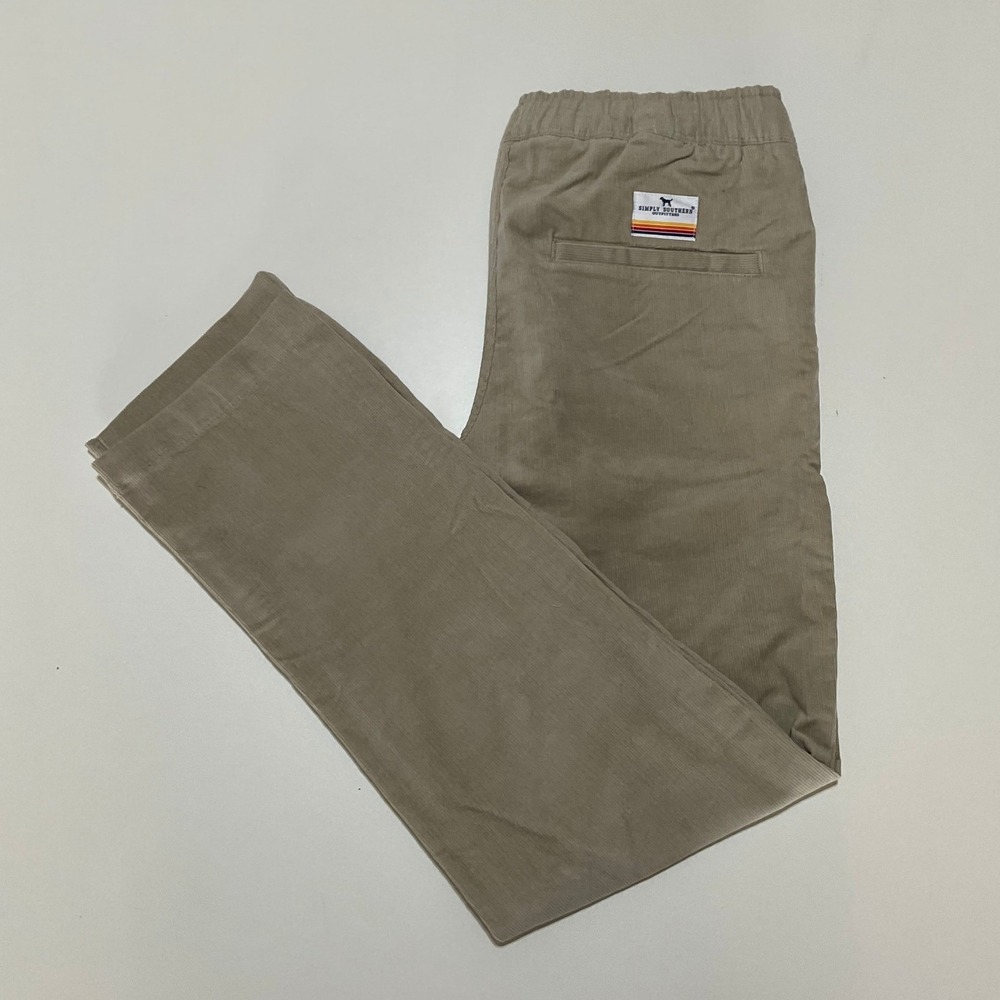 Simply Southern Mens Corduroy Slim Straight Pants Neutral Tan Small NWT